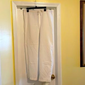 White linen wide leg wih drawstring